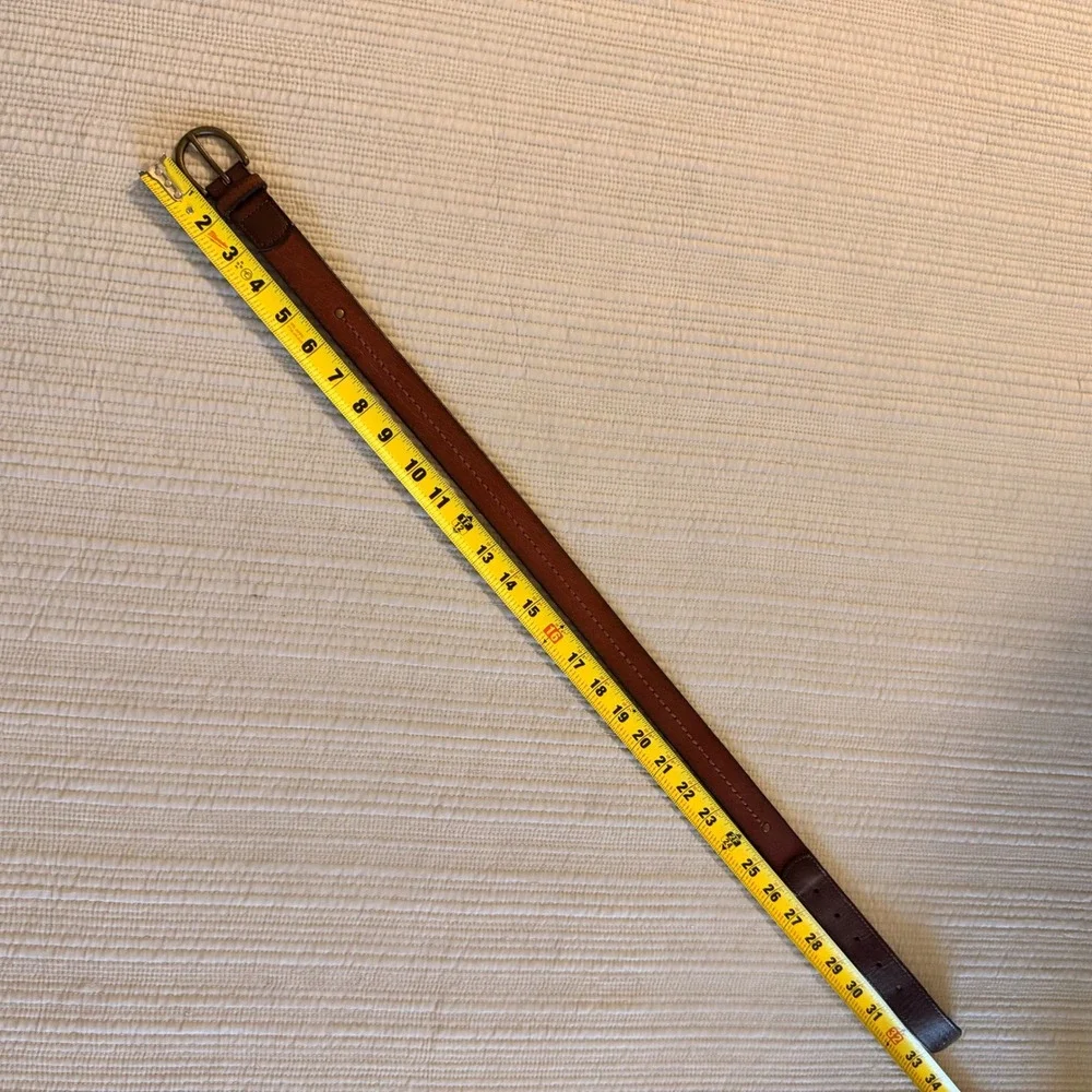 Abercrombie & Fitch Women's Brown Leather Whipstitch Belt Brass Buckle Size S/M